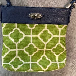 Spartina 449 green and cream geometric crossbody purse